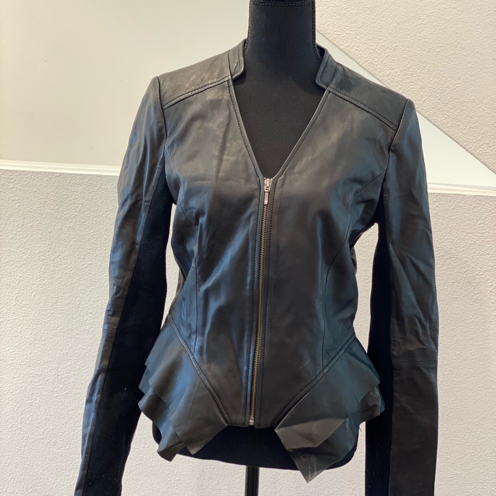 Hinge Peplum leather jacket